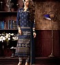 Navy Blue Cotton Straight Semi Stitched Salwar Kameez - Online Shopping India