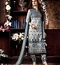 Sea Blue Cotton Straight Semi Stitched Salwar Kameez - Online Shopping India