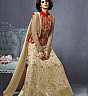Embroidered Red Cream Semi Stitched Salwar Kameez - Online Shopping India
