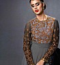 Anarkali Grey Black Semi Stitched Salwar Kameez - Online Shopping India