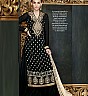 Jodha Black Cream Embroidered  Semi Stitched Dress - Online Shopping India