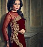 Designer Velvet  Straight Semi Stitched Red Salwar Kameez - Online Shopping India