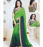 Green Grey  Georgette Printed Saree - Online Shopping India