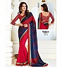 Navy Blue Pink Georgette Printed Saree - Online Shopping India