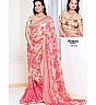 Pink Cream  Georgette Printed Saree - Online Shopping India