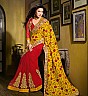 Yellow Red Half Half  Saree - Online Shopping India