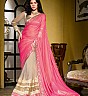 Pink Cream Half Half  Saree - Online Shopping India