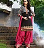 Black Pink Patiala Semi Stitched Salwar Kameez - Online Shopping India