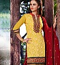 Yellow Maroon Patiala Semi Stitched Salwar Kameez - Online Shopping India