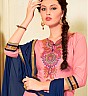 Pink Blue Semi Stitched Salwar Kameez With Dupatta - Online Shopping India