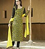 Bhagalpuri Silk Black Yellow Semi Stitched Dress - Online Shopping India