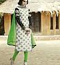 Bhagalpuri Silk Off White Green Semi Stitched Dress - Online Shopping India