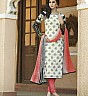 Bhagalpuri Silk Off White Peach Semi Stitched Dress - Online Shopping India