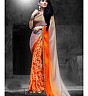 Designer Orange Printed Georgette Saree - Online Shopping India