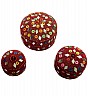 Handicrafted Set of 3pcs Lac Mirror Beaded Work Jewellery Boxes Red - Online Shopping India