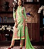 Green Cotton Straight Semi Stitched Salwar Kameez - Online Shopping India