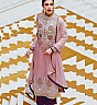 Onion Pink  Banarsi Silk Straight Style Salwar Kameez - Online Shopping India