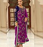 Purple Blue Georgette Straight Style Salwar Kameez - Online Shopping India