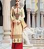 Cream Red Georgette Straight Style Salwar Kameez - Online Shopping India
