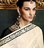 Jodha Black Cream Embroidered  Semi Stitched Dress - Online Shopping India