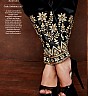Rukmini Black Beige Embroidered  Semi Stitched Dress - Online Shopping India