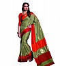 Green Orange Kalyalm Silk Printed Saree - Online Shopping India