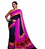 Navy Blue Purple Pattu Silk Printed Saree - Online Shopping India