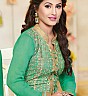 Sea Green Embroidered Straight Suit - Online Shopping India