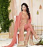 Peach Embroidered Straight Suit - Online Shopping India