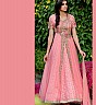 Georgette Semi Stitched Baby Pink Salwar Kameez - Online Shopping India