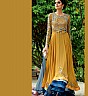 Georgette Semi Stitched Haldi Yellow Salwar Kameez - Online Shopping India