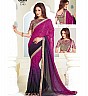 Magenta Blue Georgette Printed Saree - Online Shopping India