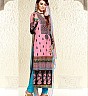 Baby Pink And Azure Blue Combination  Printed Cotton Salwar Kameez - Online Shopping India