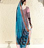 Baby Pink And Azure Blue Combination  Printed Cotton Salwar Kameez - Online Shopping India
