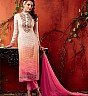 Cream Peach Embroidered Semi Stitched  Salwar Kameez - Online Shopping India