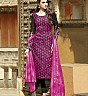 Bhagalpuri Silk Black magenta Semi Stitched Dress - Online Shopping India
