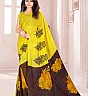Bansi  Vichitra  Georgette Printed Yellow  Saree - Online Shopping India