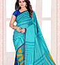 Bansi  Vichitra  Georgette Printed Aqua Saree - Online Shopping India