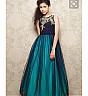 Designer Teal gown Featuring in zari embroidery - Online Shopping India