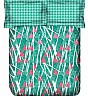 OSI ED Houndstooth A Green & Pink Double Bed Sheet with 2 Pillow Covers - Online Shopping India